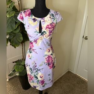 Lavender Cocktail Floral Print Women's Mini Dress
